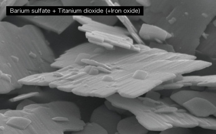 Barium sulfate + Titanium dioxide (+Iron oxide)